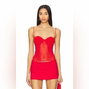Lovers and Friends - Steph Sheer Top in Red - Size Small